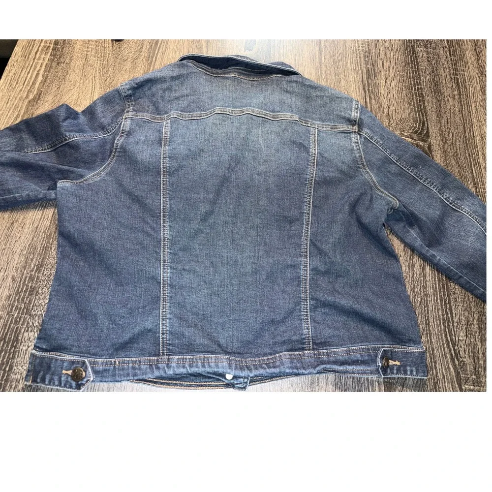 Westport 1962 Womens XL Denim Trucker Jacket Dark Wash Button Up Blue Jean Coat - Picture 8 of 8